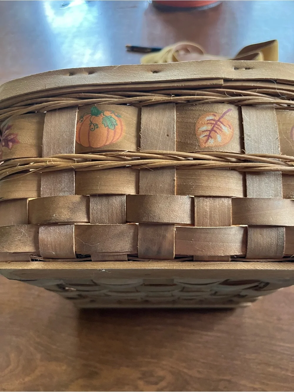 Autumn Pumpkin Woven Accent Basket in Brown
